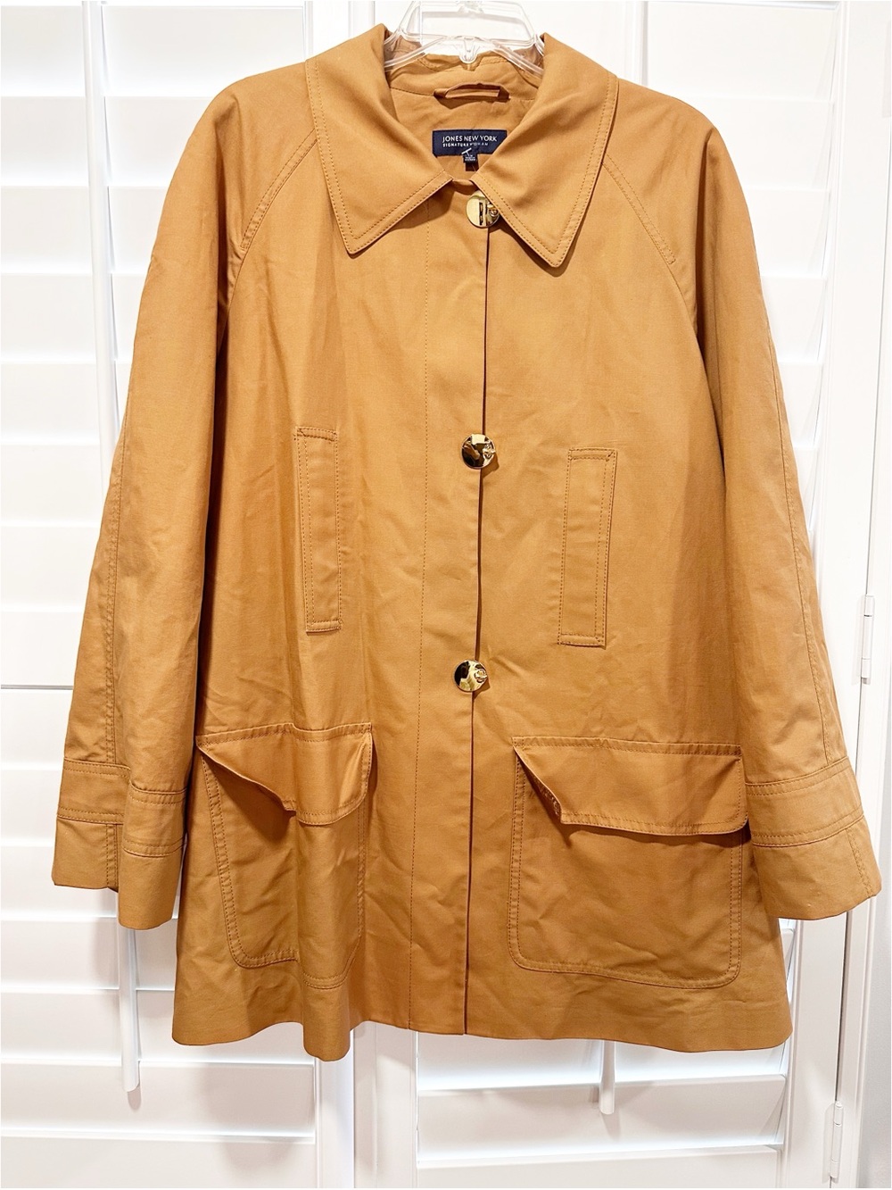 Jones New York Signature Woman Cotton Utility Jacket 1X Lightweight Trench Coat